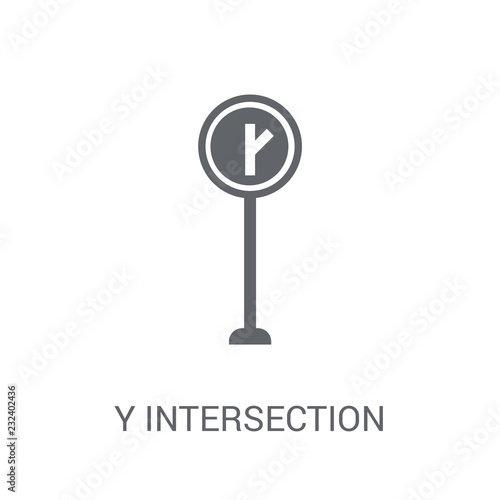 Y intersection sign icon. Trendy Y intersection sign logo concept on white background from Traffic Signs collection