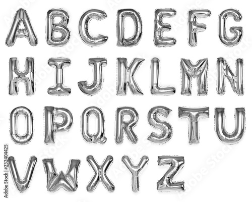 Foto Set of silver capital A-Z alphabet balloons