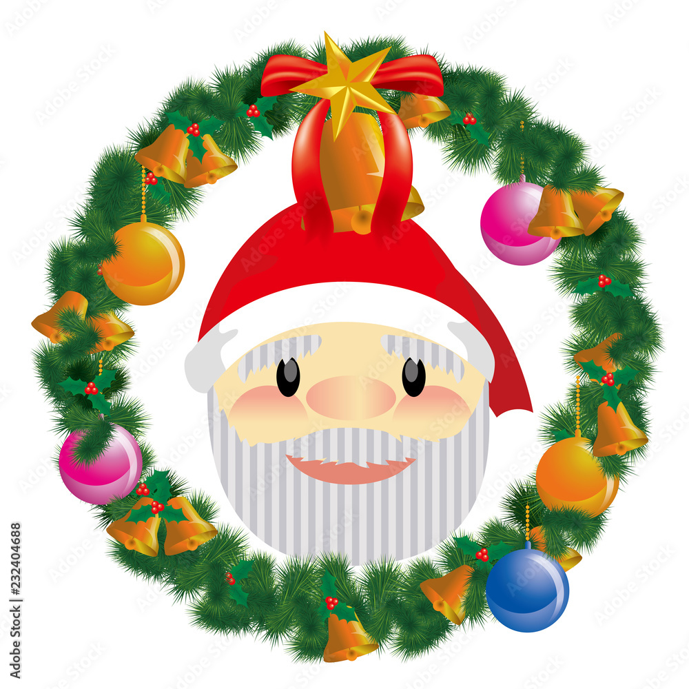 サンタクロースとクリスマスのリースイラスト Christmas Lease Illustration Stock Vector Adobe Stock