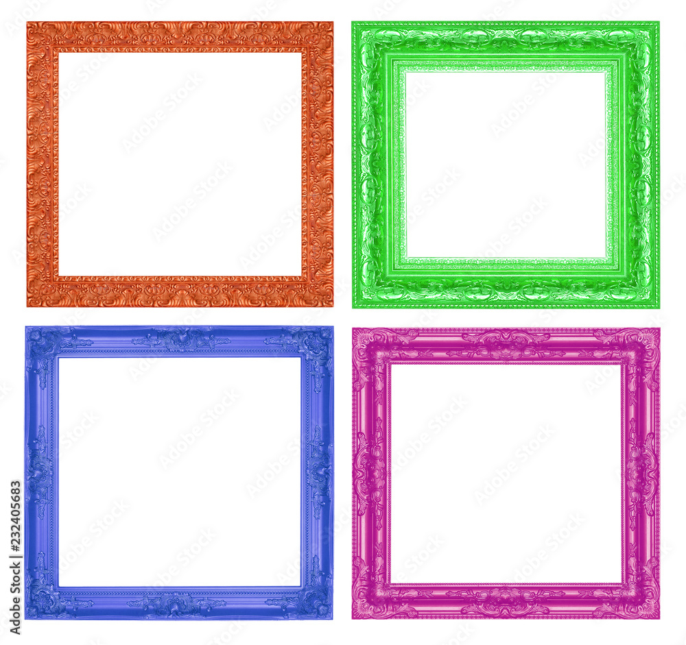 Set antique colorful frame isolated on white background Set antique colorful frame isolated on white background