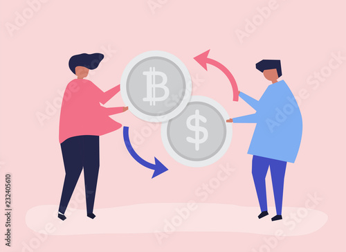 People exchanging bitcoin to dollars