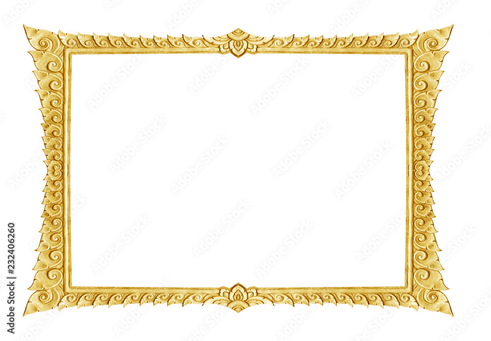 old decorative silver frame - handmade, engraved - isolated on white background
