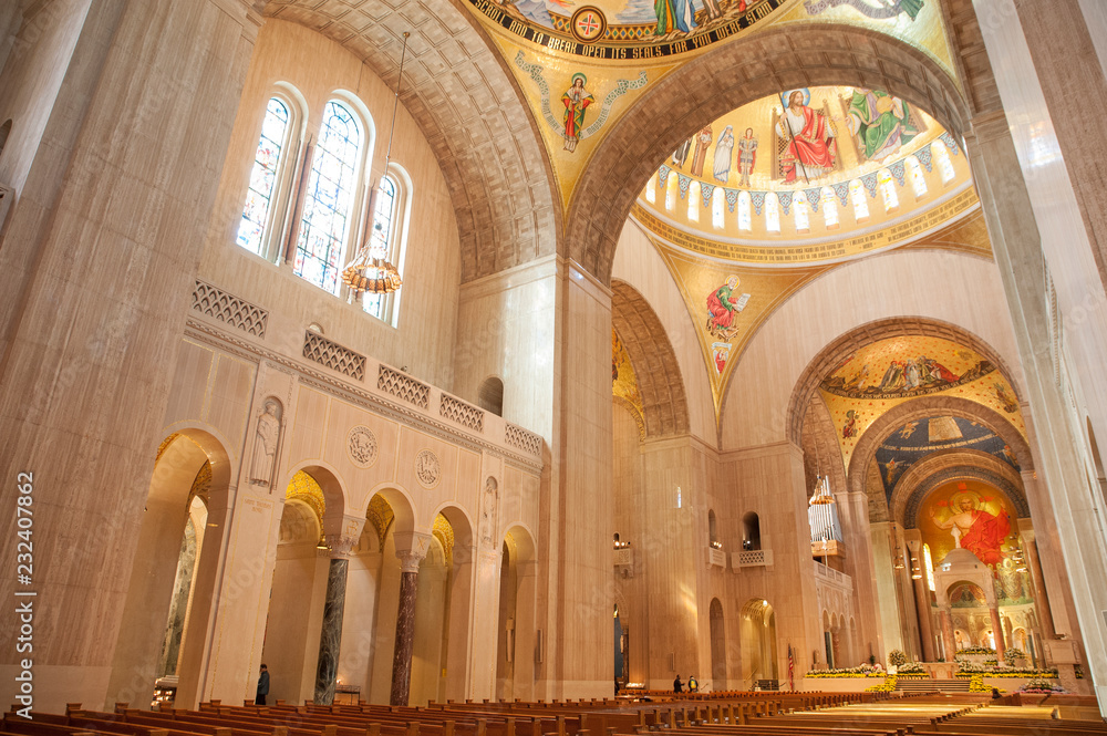 Interior of The Basilica of the National Shrine in Washington DC