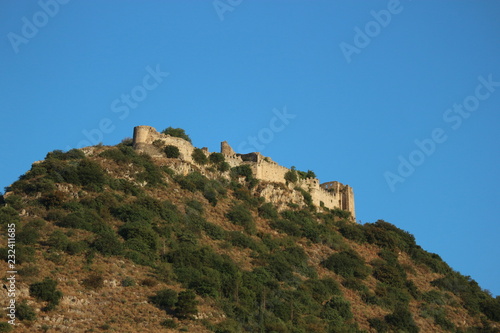 Landscape with Villehardouin's Castle in medieval Mystras, Greece