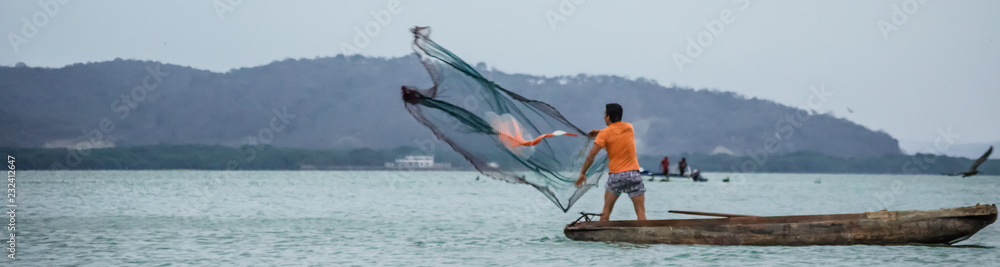 Naklejka premium Man Fishing