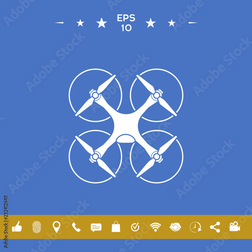 Quadcopter, flying drone icon