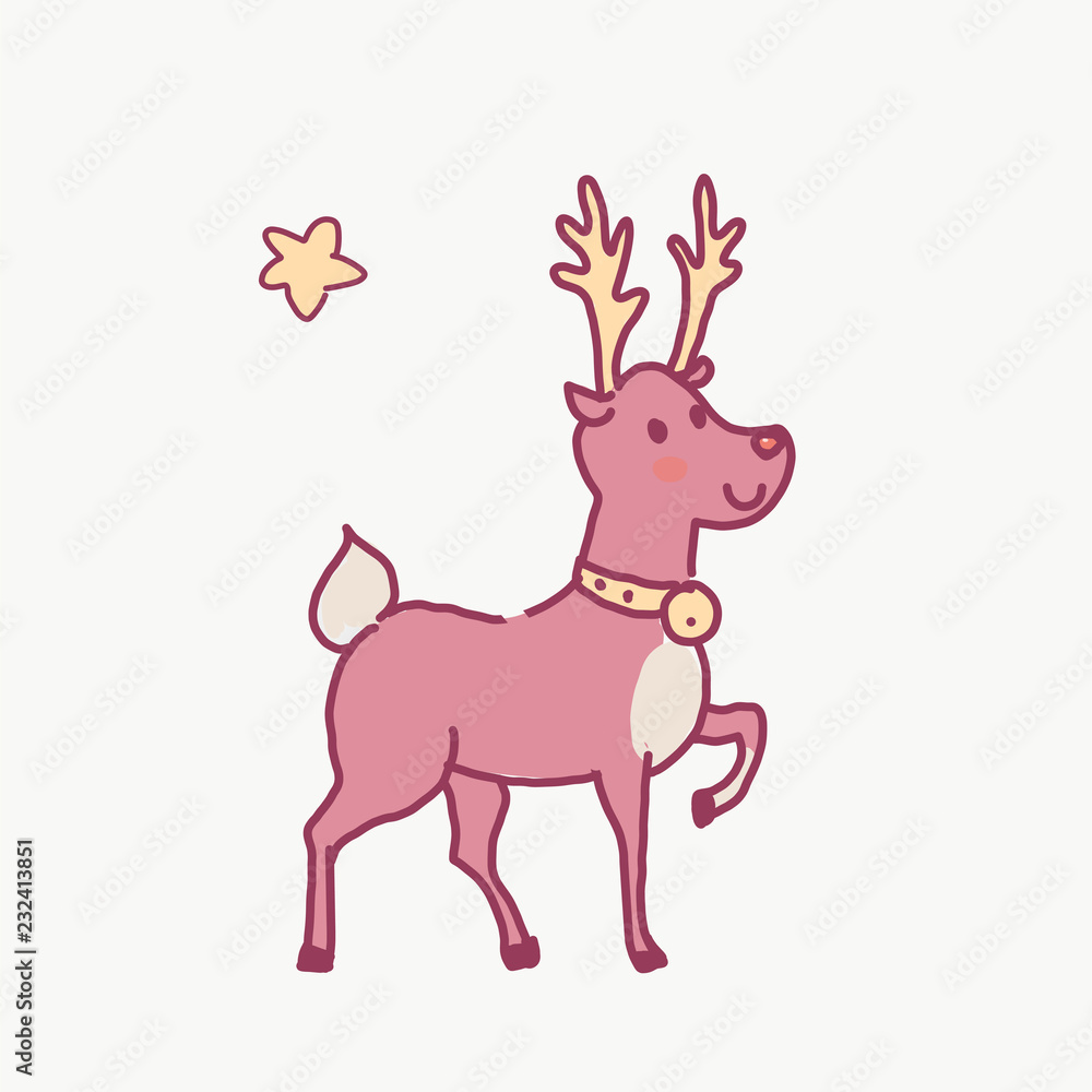 Cute Xmas deer character. Vector illustration. Cute Xmas deer character. Vector illustration.
