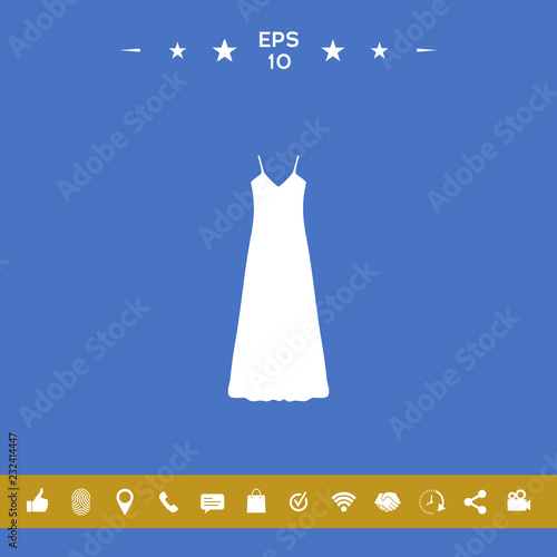 Long Dress, Evening dress, combination or nightie , the silhouette. Menu item in the web design