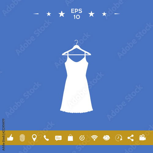 Sundress, Evening dress, combination or nightie on the wardrobe hanger , the silhouette. Menu item in the web design