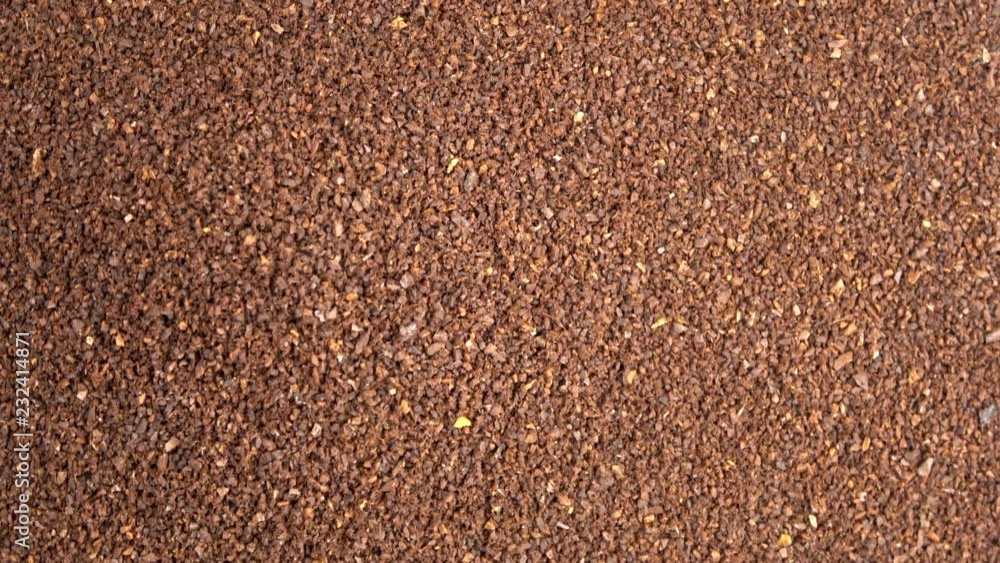 Fresh roasted coffee grounds spinning video close up Fresh roasted coffee grounds spinning video close up
