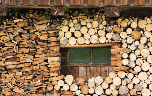 Various patterns of a fire wood winter stock