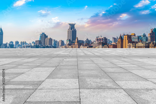 City skyscrapers and road ground photo