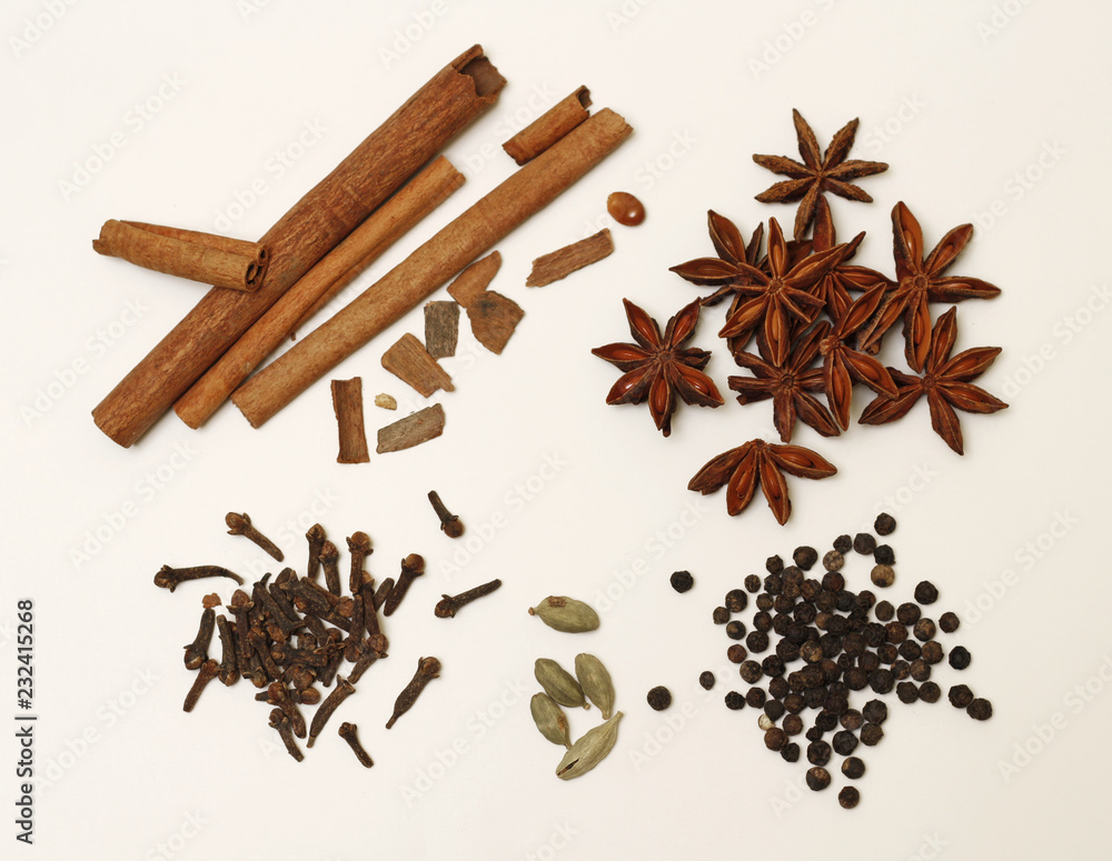 Cinnamon, clove, anise and other condiments for punch Cinnamon, clove, anise and other condiments for punch