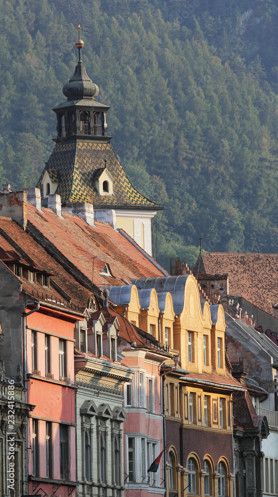Naklejka premium Brasov city center top buildings