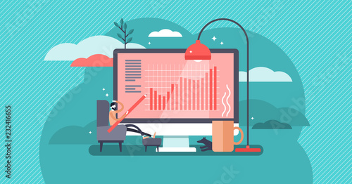 Work from home vector illustration. Stylized or abstract freelancer with pc