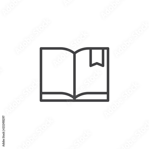 Open book pages and bookmark outline icon. linear style sign for mobile concept and web design. Bookmarked book simple line vector icon. Symbol, logo illustration. Pixel perfect vector graphics