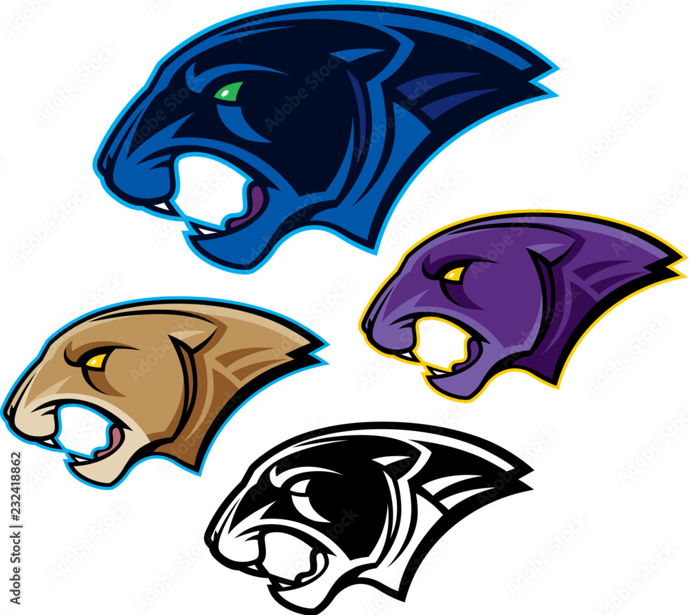 Fototapeta premium Assorted Panther Head Mascots