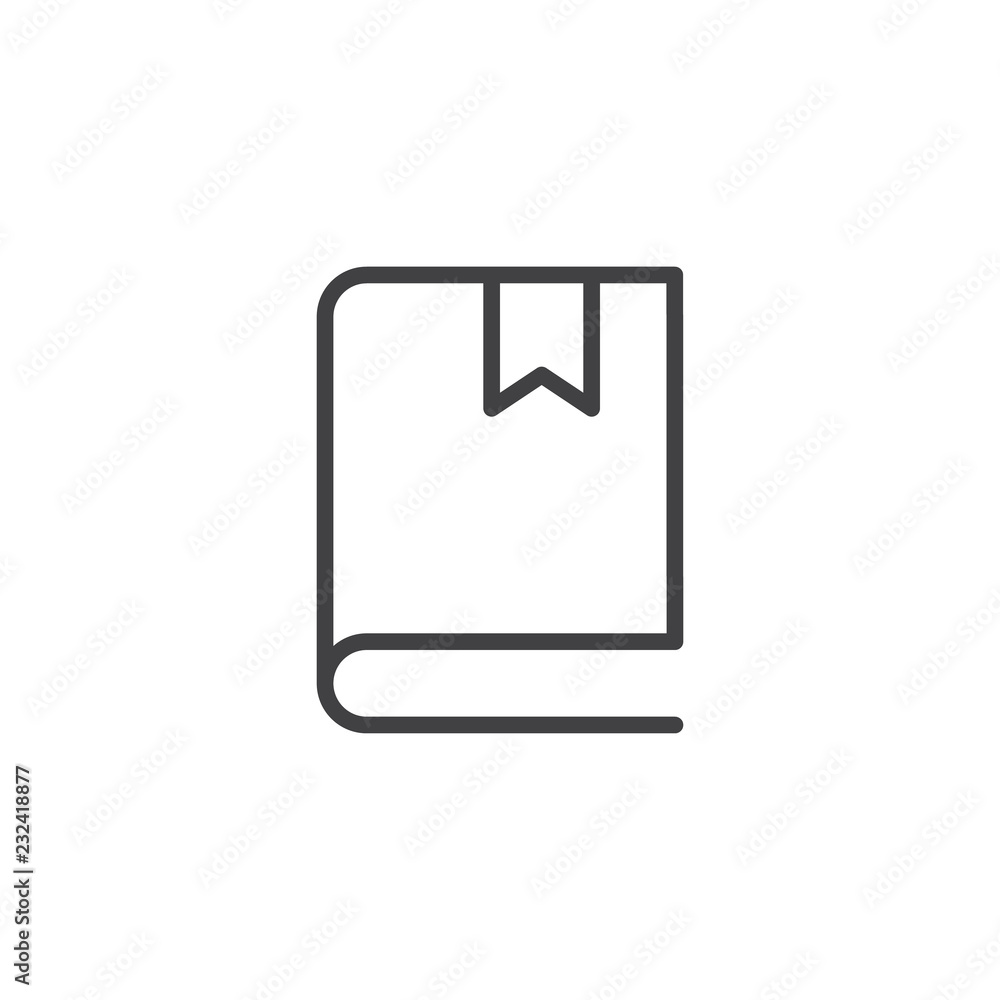 Bookmarked book outline icon. linear style sign for mobile concept and web design. Book with bookmark simple line vector icon. Symbol, logo illustration. Pixel perfect vector graphics Bookmarked book outline icon. linear style sign for mobile concept and web design. Book with bookmark simple line vector icon. Symbol, logo illustration. Pixel perfect vector graphics