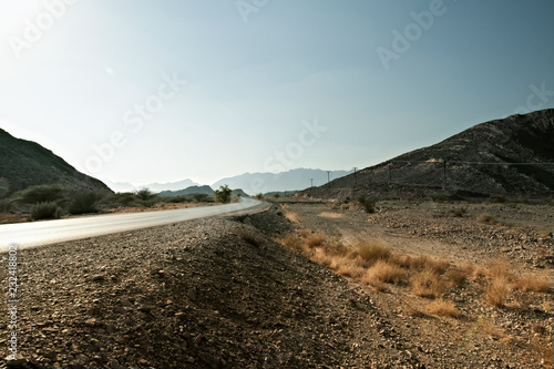 road leading to the Jebel Shams in Hajar mountains in Oman
