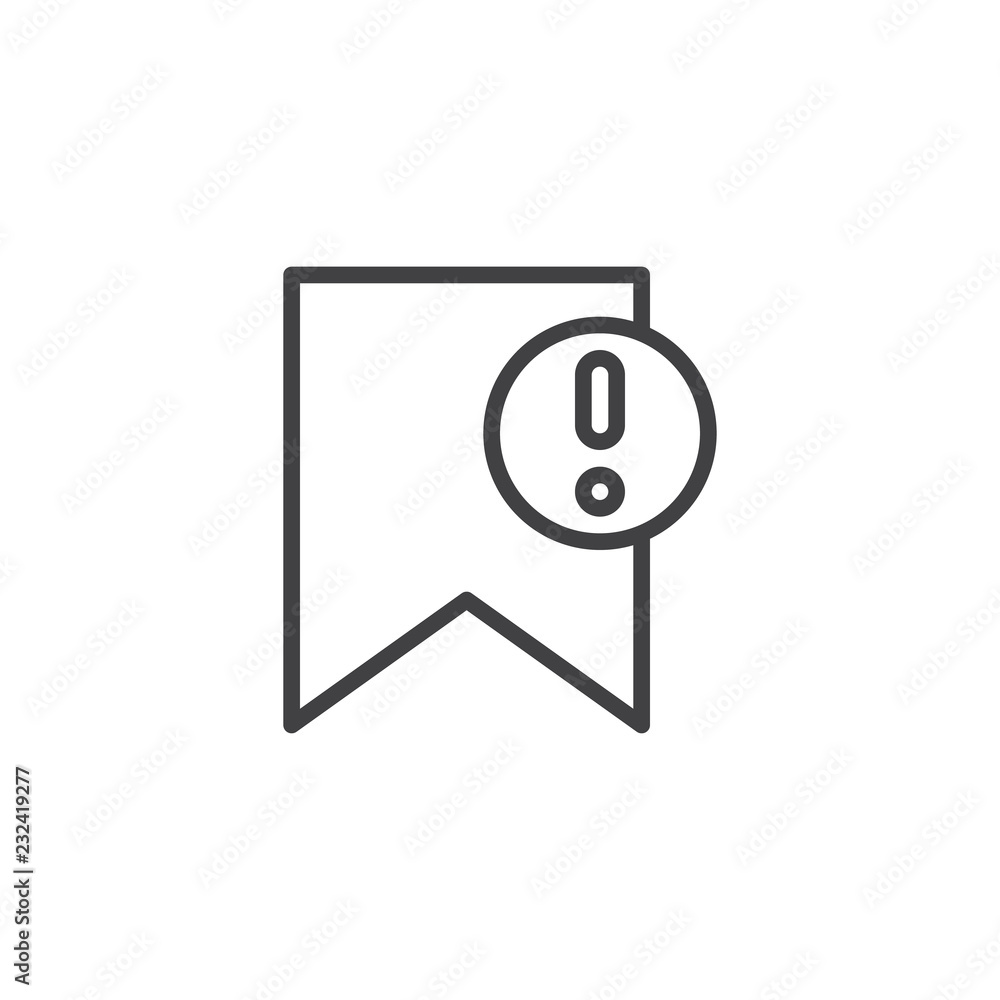 Important bookmark outline icon. linear style sign for mobile concept and web design. Bookmark exclamation mark simple line vector icon. Symbol, logo illustration. Pixel perfect vector graphics Important bookmark outline icon. linear style sign for mobile concept and web design. Bookmark exclamation mark simple line vector icon. Symbol, logo illustration. Pixel perfect vector graphics