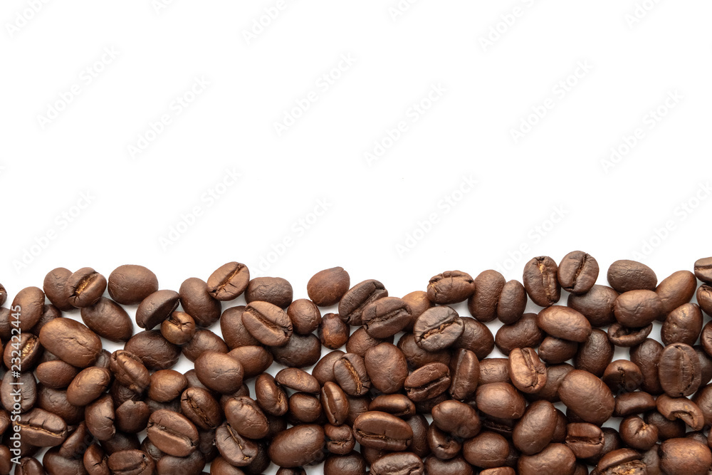 Roasted coffee beans for background with copy space area for text. Roasted coffee beans for background with copy space area for text.