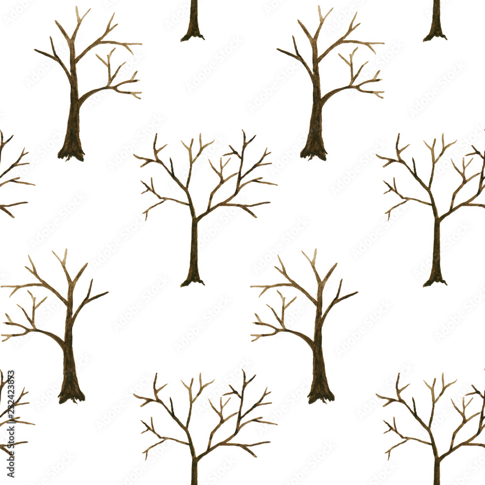 Bare trees silhouettes pattern isolated Bare trees silhouettes pattern isolated