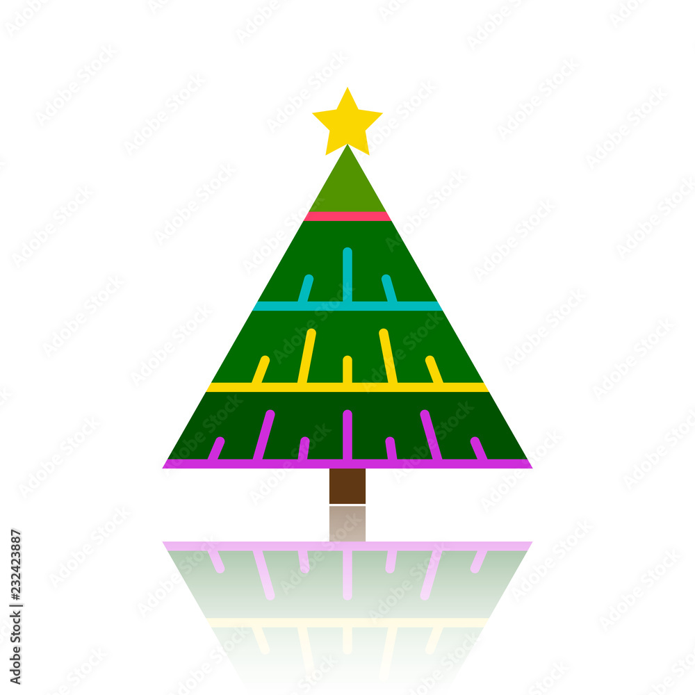 Fototapeta premium Christmas tree simple color flat vector icon