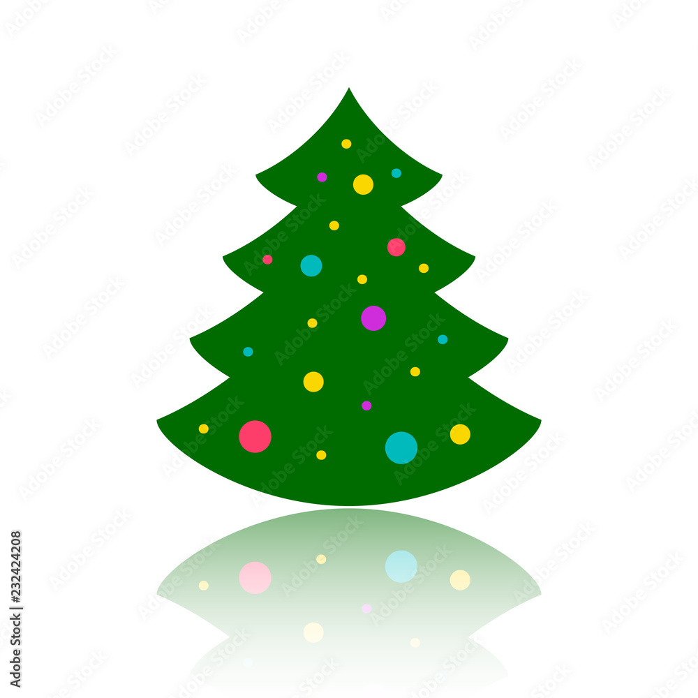 Fototapeta premium Christmas tree simple color flat vector icon