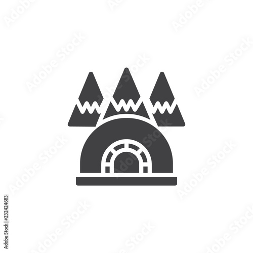 Igloo mountains vector icon. filled flat sign for mobile concept and web design. Igloo ice house simple solid icon. Symbol, logo illustration. Pixel perfect vector graphics