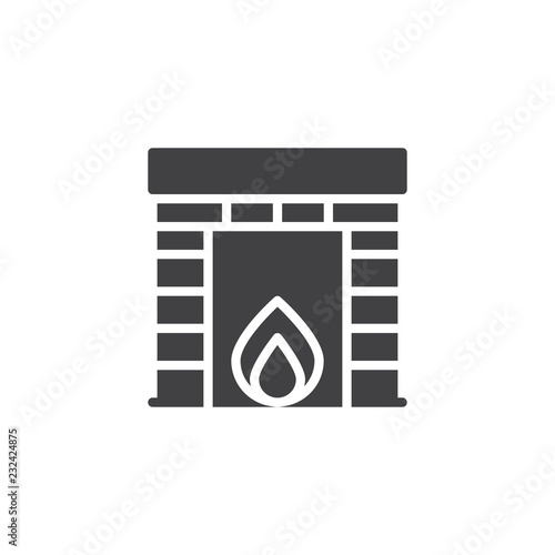 Classic fireplace vector icon. filled flat sign for mobile concept and web design. Burning fireplace simple solid icon. Symbol, logo illustration. Pixel perfect vector graphics