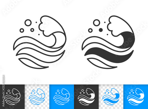 Water wave simple splash black line vector icon