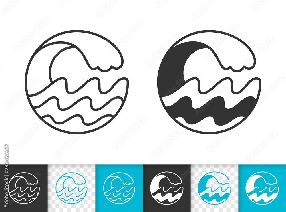 Obraz premium Water wave simple splash black line vector icon