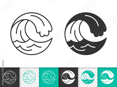Water wave simple splash black line vector icon