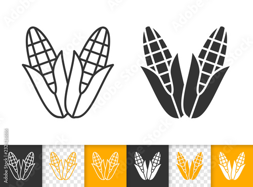 Corn simple cob food black line maize vector icon