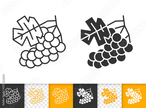 Grape simple black line fruit wine vector icon