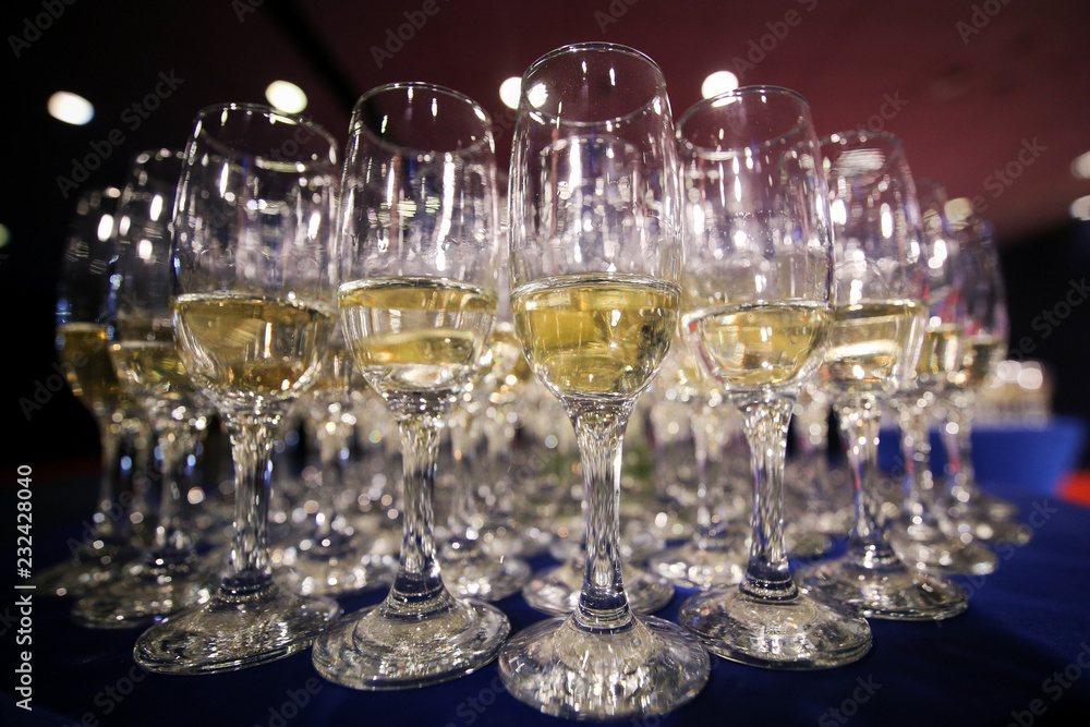 Glasses of champagne at an event Glasses of champagne at an event