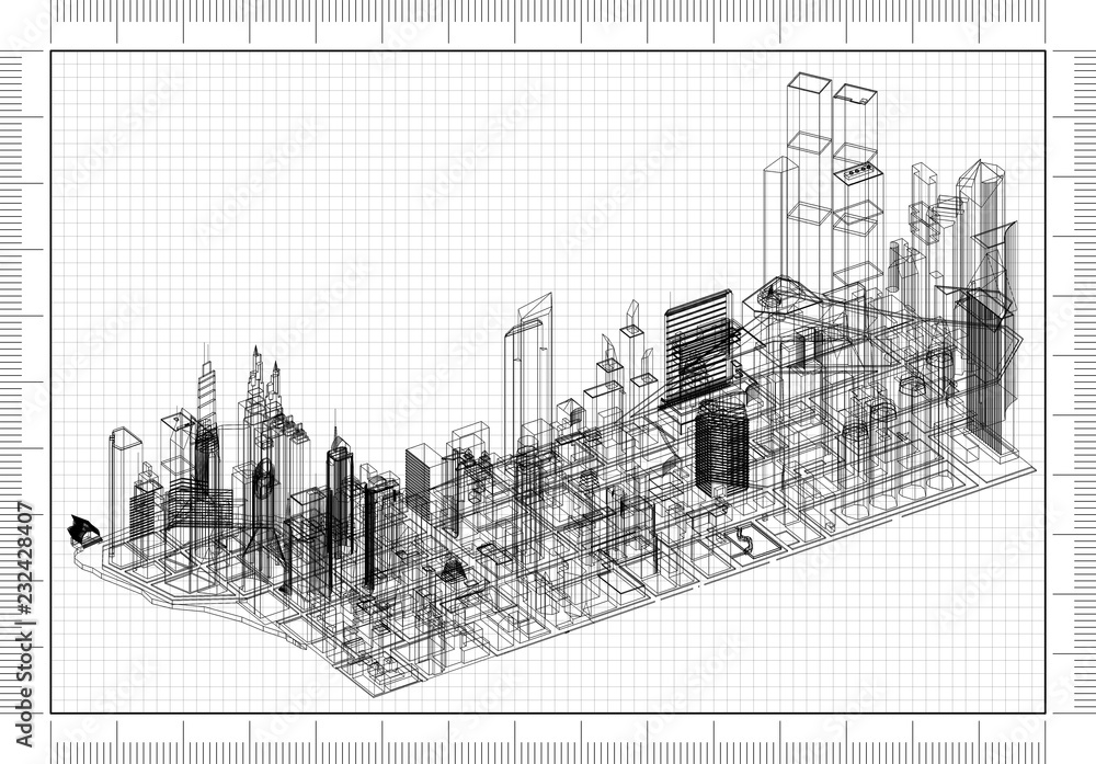 Town Concept Architect Blueprint 