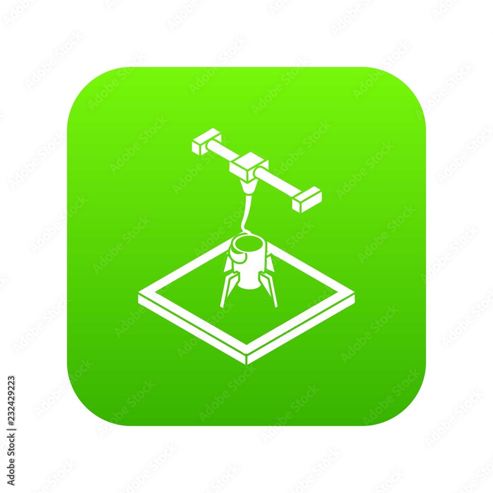 Rocket d printing icon green vector isolated on white background Rocket d printing icon green vector isolated on white background