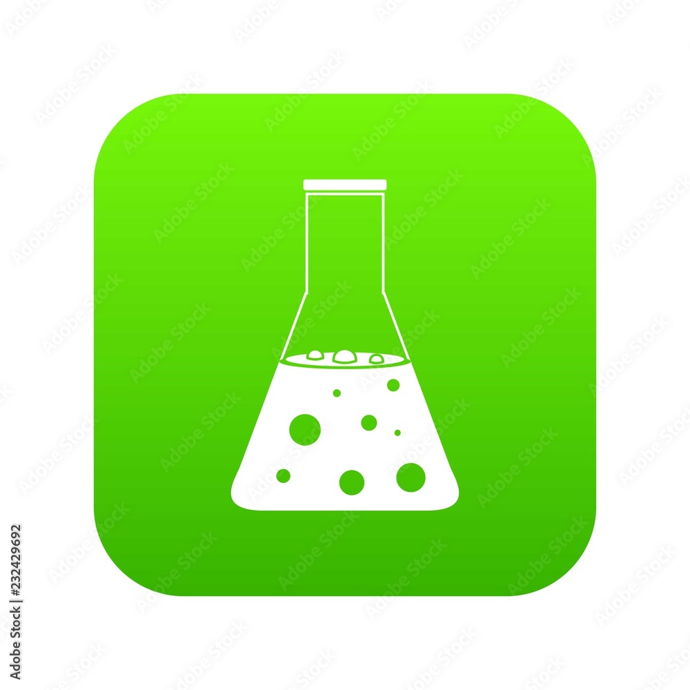 Chemical flask icon digital green for any design isolated on white vector illustration Chemical flask icon digital green for any design isolated on white vector illustration