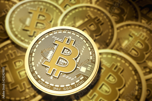 Bitcoin Golden Coin Concept 3D Rendered Illustration.
