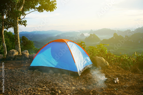Fototapeta Naklejka Na Ścianę i Meble -  Camping tent in the mountain.