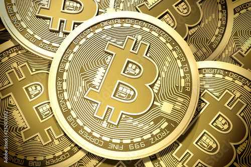 Bitcoin Golden Coin Concept 3D Rendered Illustration.
