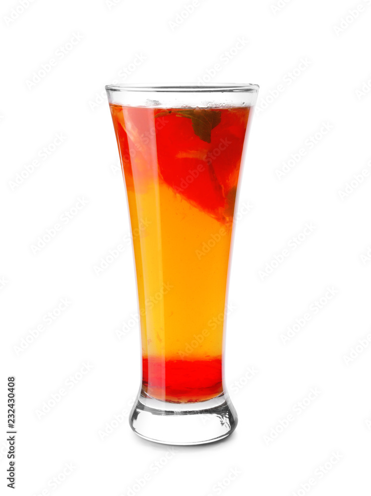 Fresh summer cocktail in glass on white background Fresh summer cocktail in glass on white background