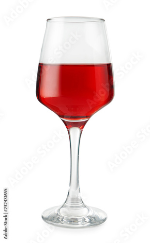Glass of tasty wine on white background