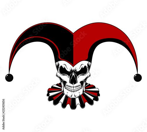 A vector image of a joker skull.