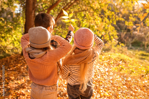 Cute little children in aut...
