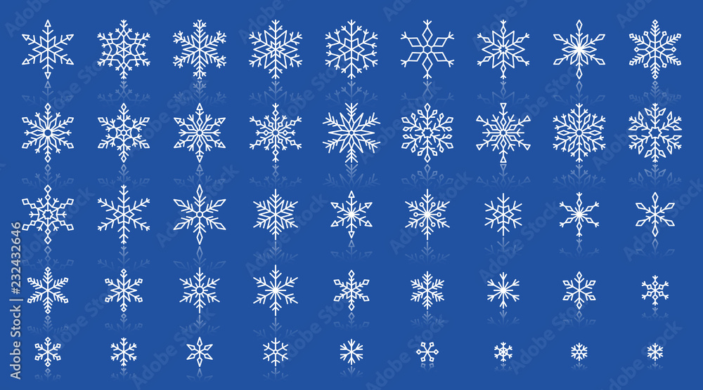 Snowflake simple white line icons vector set Snowflake simple white line icons vector set