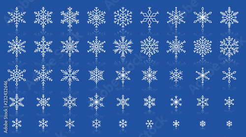 Snowflake simple white line icons vector set