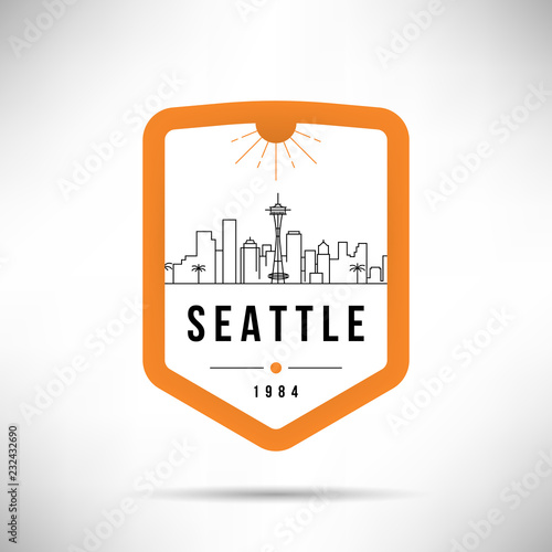 Seattle City Modern Skyline Vector Template
