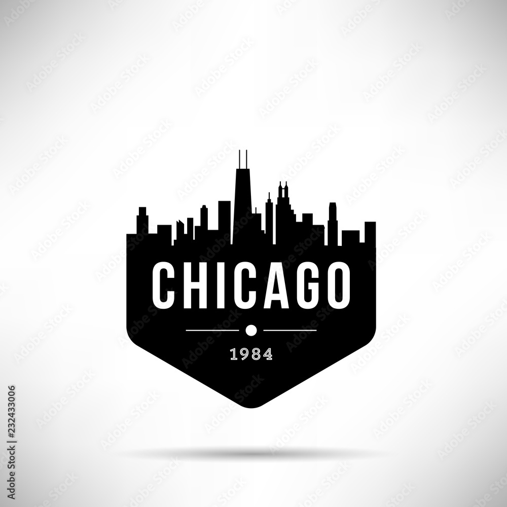 Naklejka premium Szablon wektor nowoczesne panoramę miasta Chicago